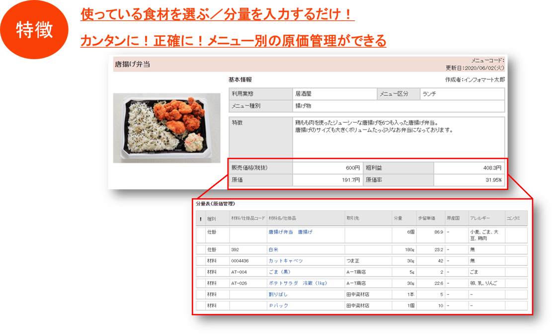 メニュー原価計算ゼロ