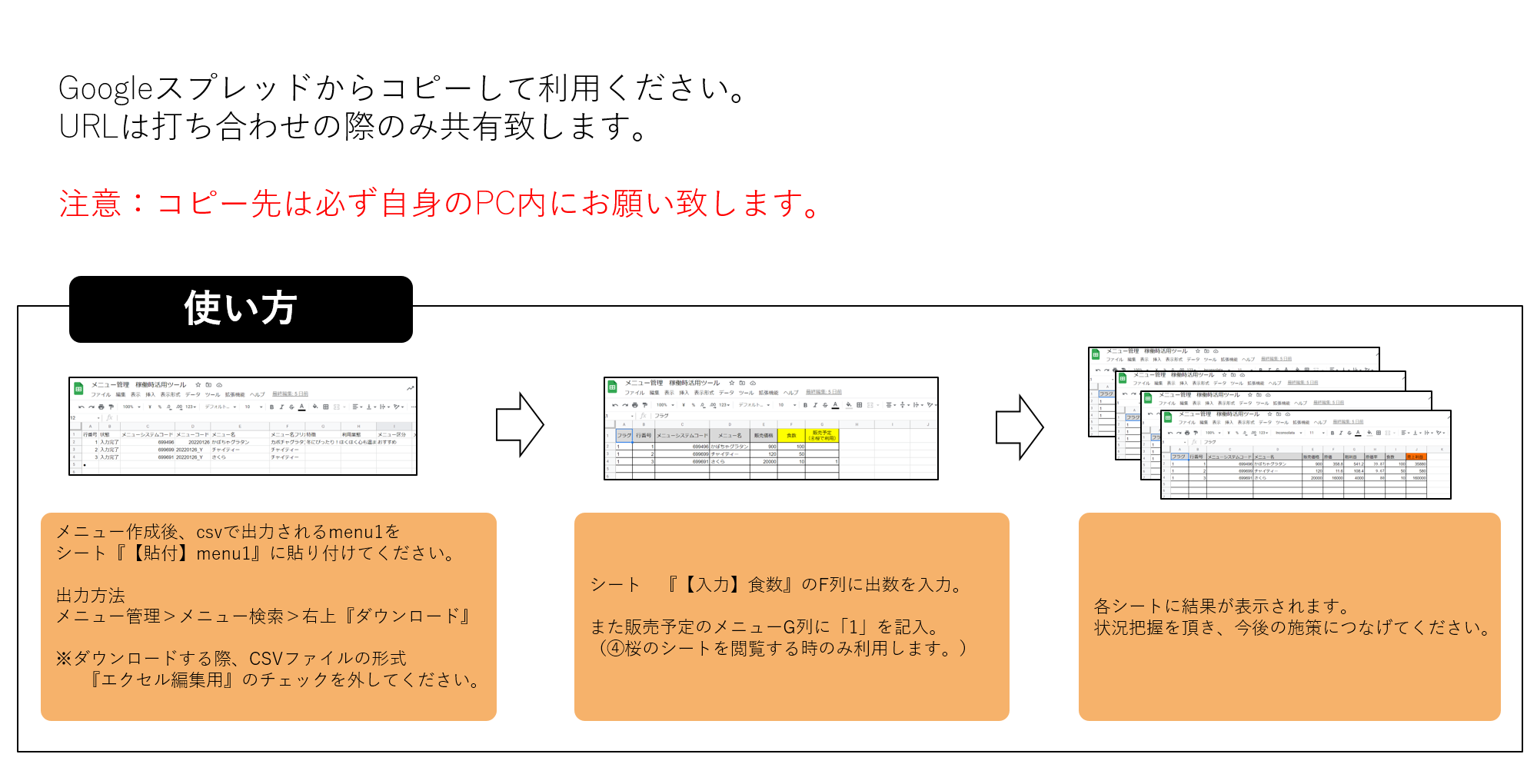 メニュー活用シートの使い方 メニュー活用シートの使い方